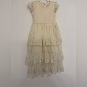 Frilly Frocks Elegant Cream Lace Kids Dress